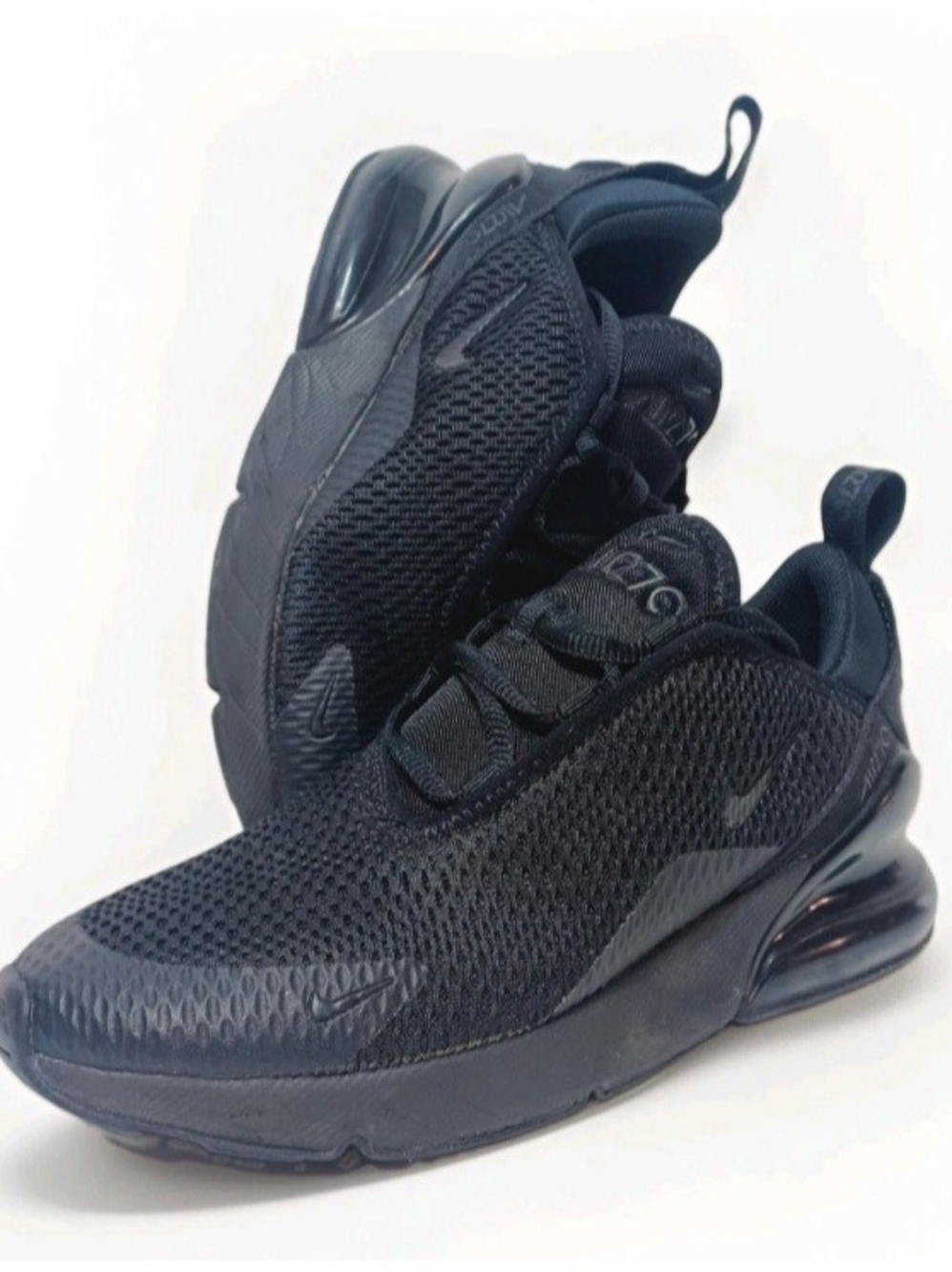 Nike Air Max 270 Triple Black  kids Sneakers, Size 3Y AO2372-006